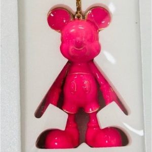 Disney X Baublebar Hot Pink & Gold Hard Wear Mickey Mouse Bag Charm/Keychain